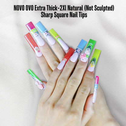 XXL Sharp Square Natural Nail Tips Extra Thick