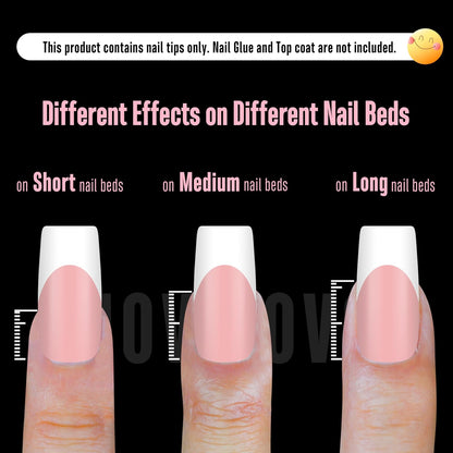 Square Medium White French Tip Baby Pink
