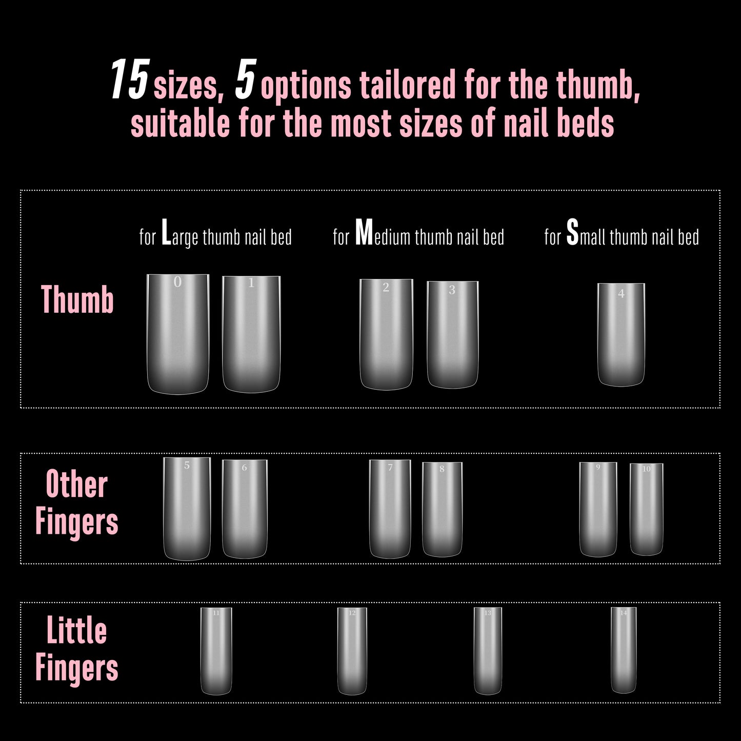 Medium Sharp Square Clear Nail Tips 450