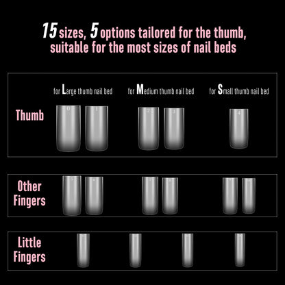 Medium Sharp Square Clear Nail Tips 450