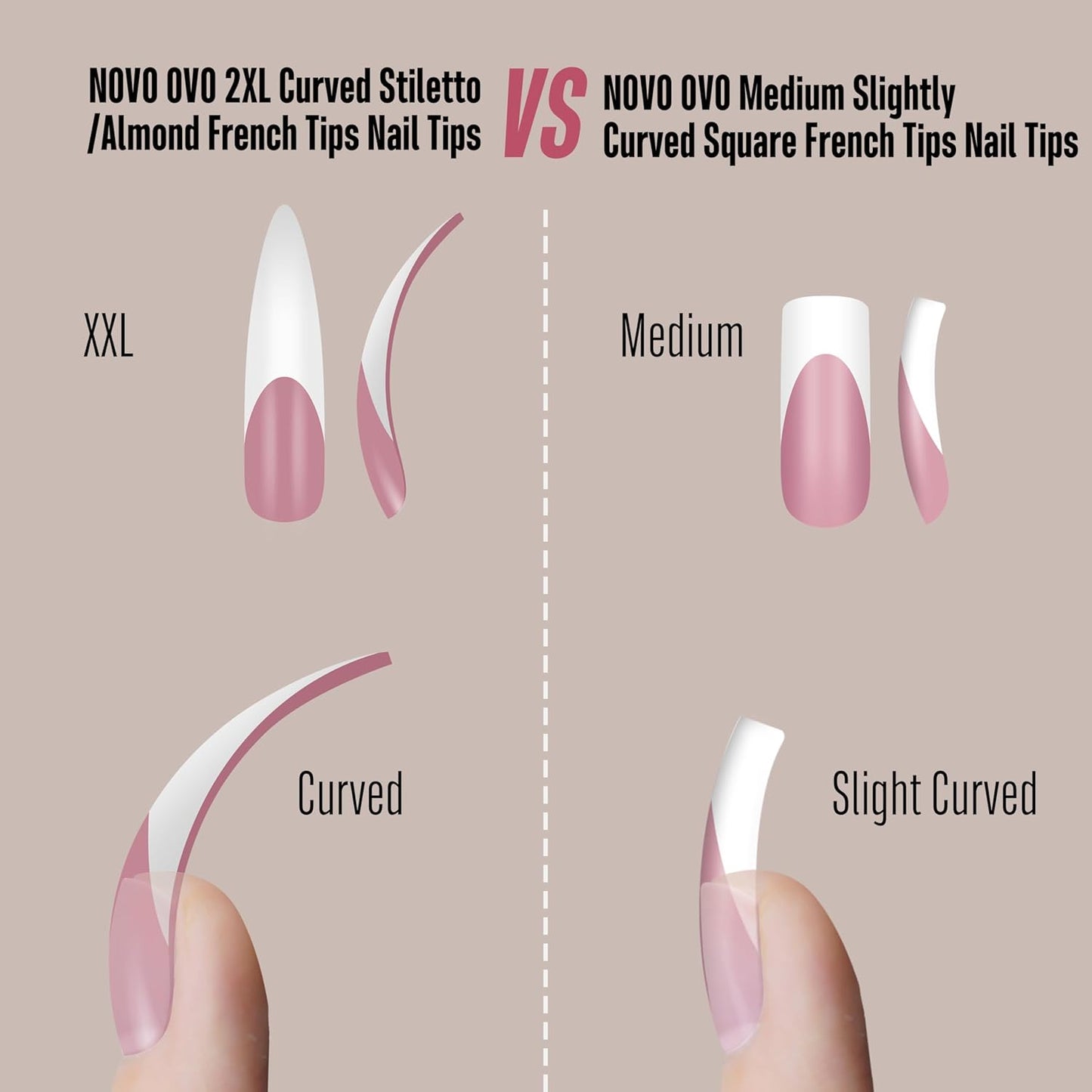 Halloween XXL Curved Stiletto Almond French Tip Nail Tips