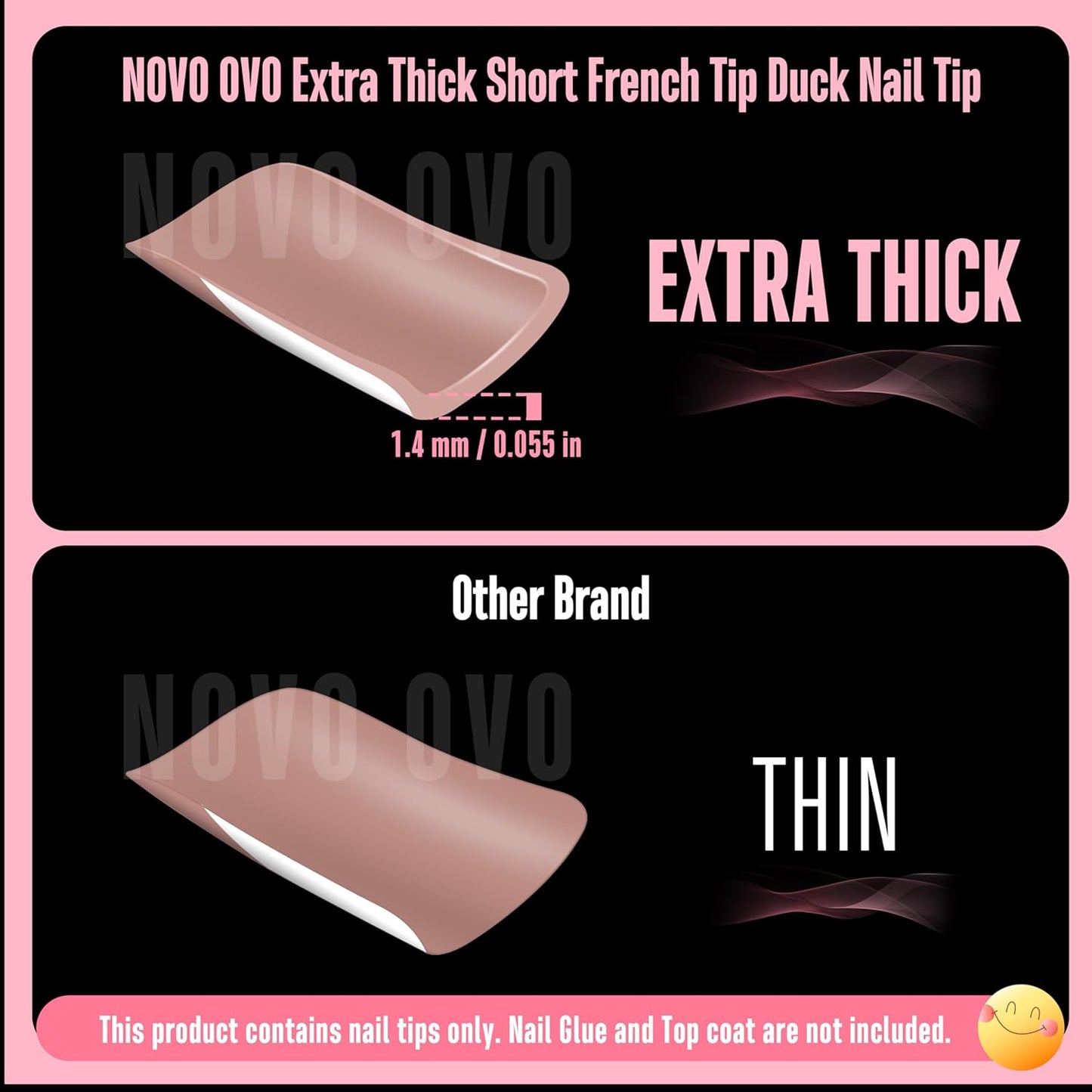 Short Duck Nails White French Tip Brown Pink