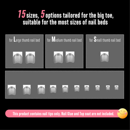 Half Cover Short Square White French Tip Nail Tips 224