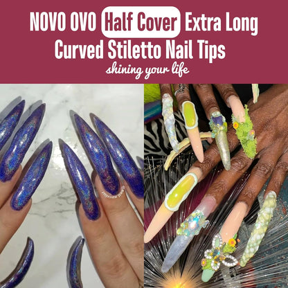 Clear Queen Curved Stiletto Nail Tips 10 Sizes 500 Pcs