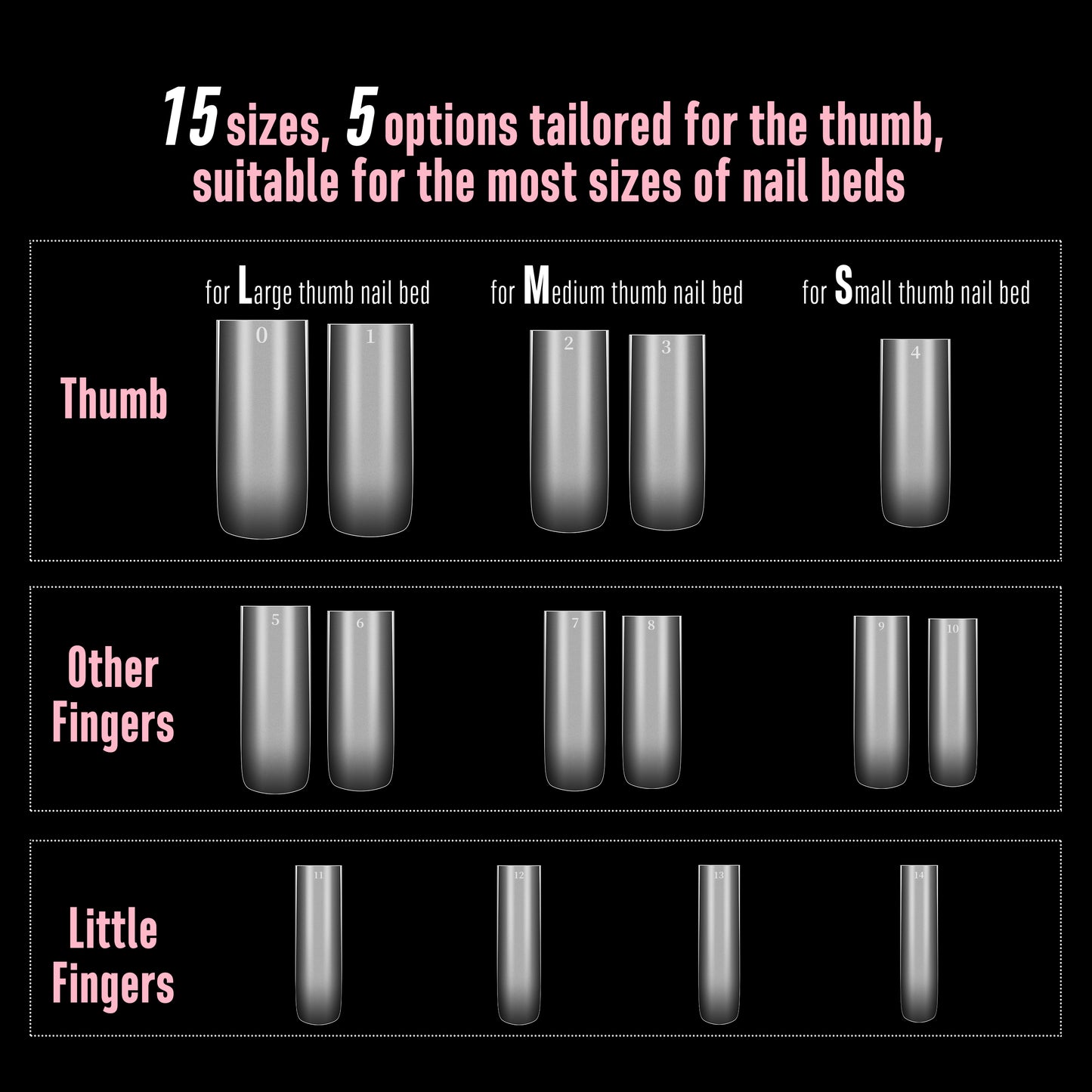 Long Sharp Square Clear Nail Tips 360