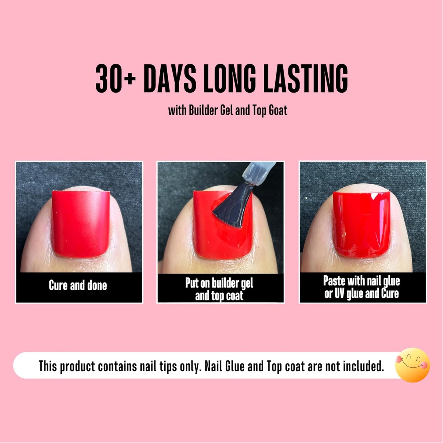 Sharp Square Pure Color Toe Nail Tips Red 240