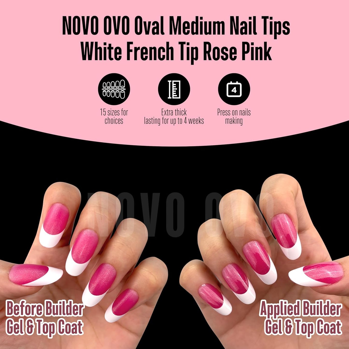 Medium Oval White French Tip ROSE PINK