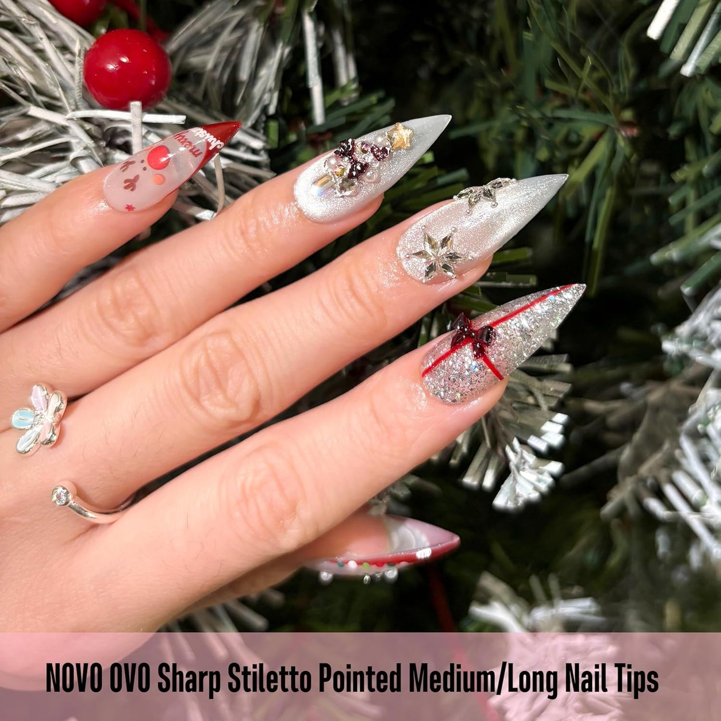 Medium or Long Clear Sharp Stiletto Nail Tips 480