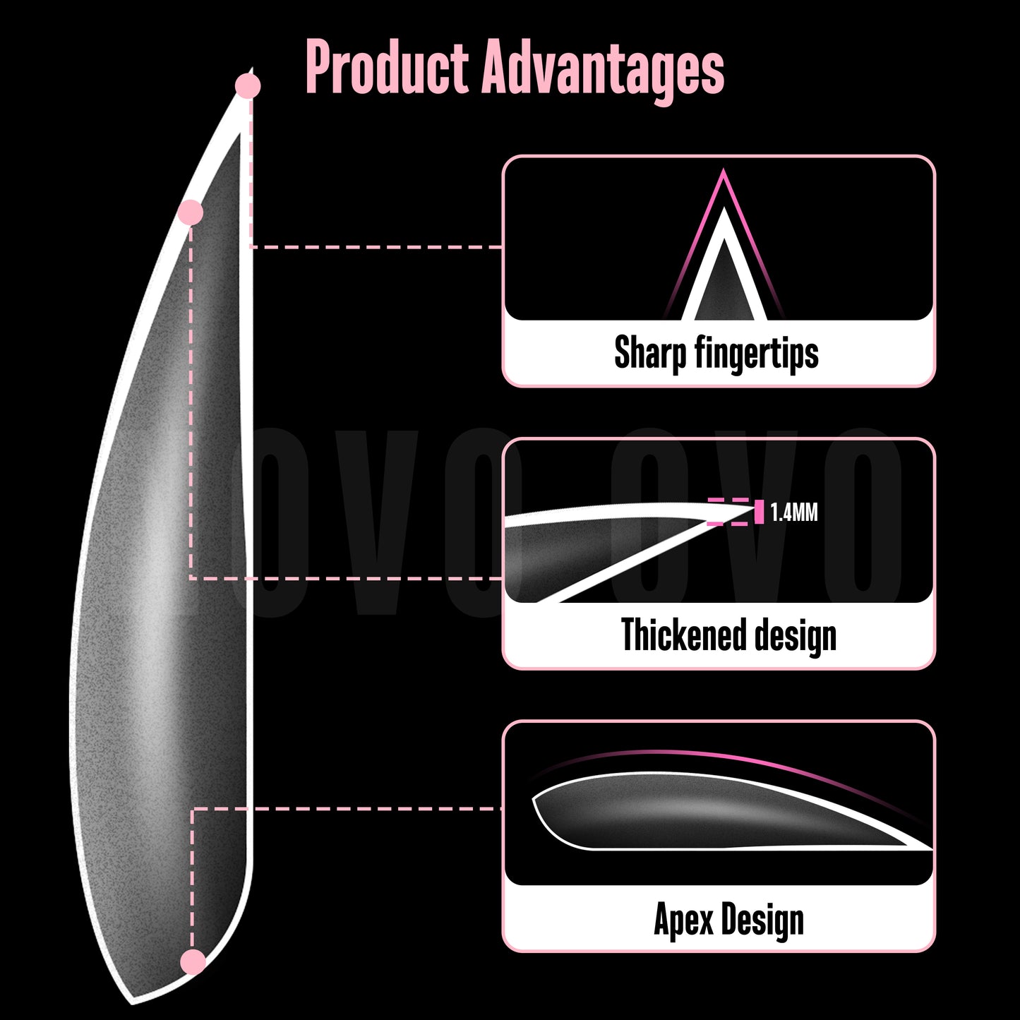 Medium Long Clear Sharp Stiletto Nail Tips 224