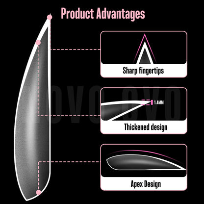 Medium Long Clear Sharp Stiletto Nail Tips 224