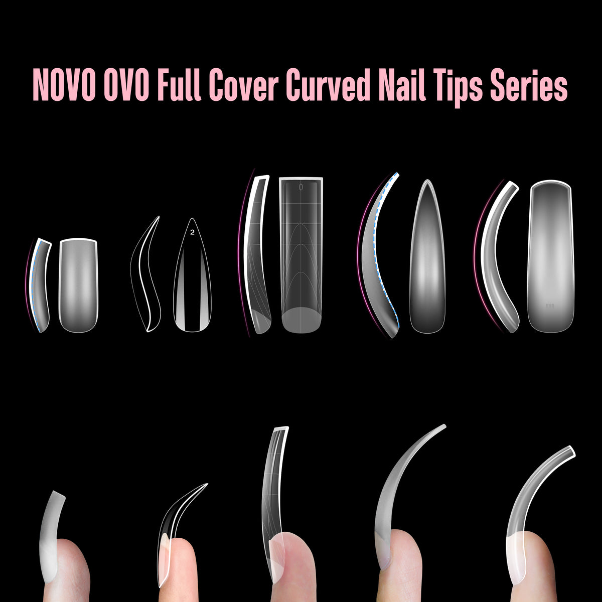 XXL Curved Stiletto Almond Nail Tips 300
