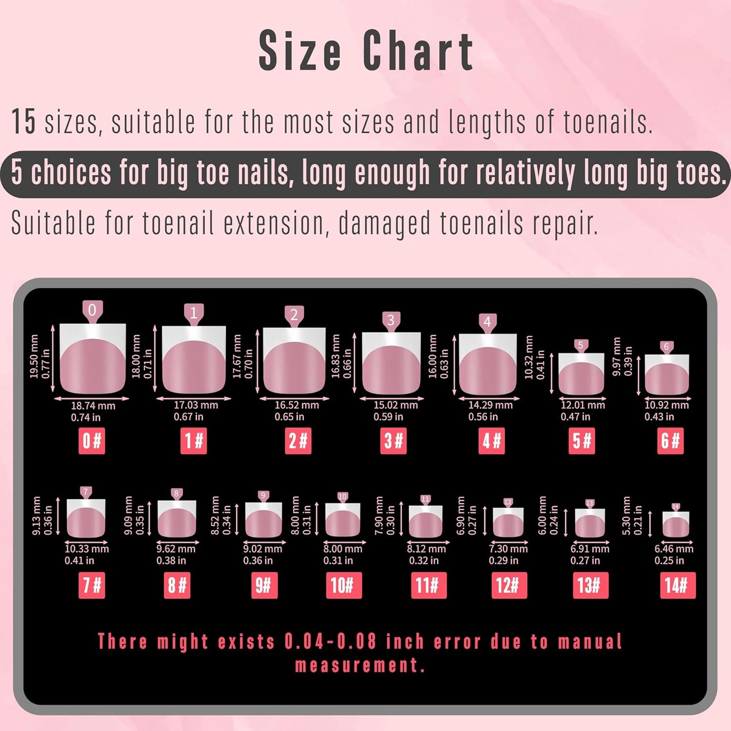 Sharp Square French Tip Toe Nail Tips Berry Pink