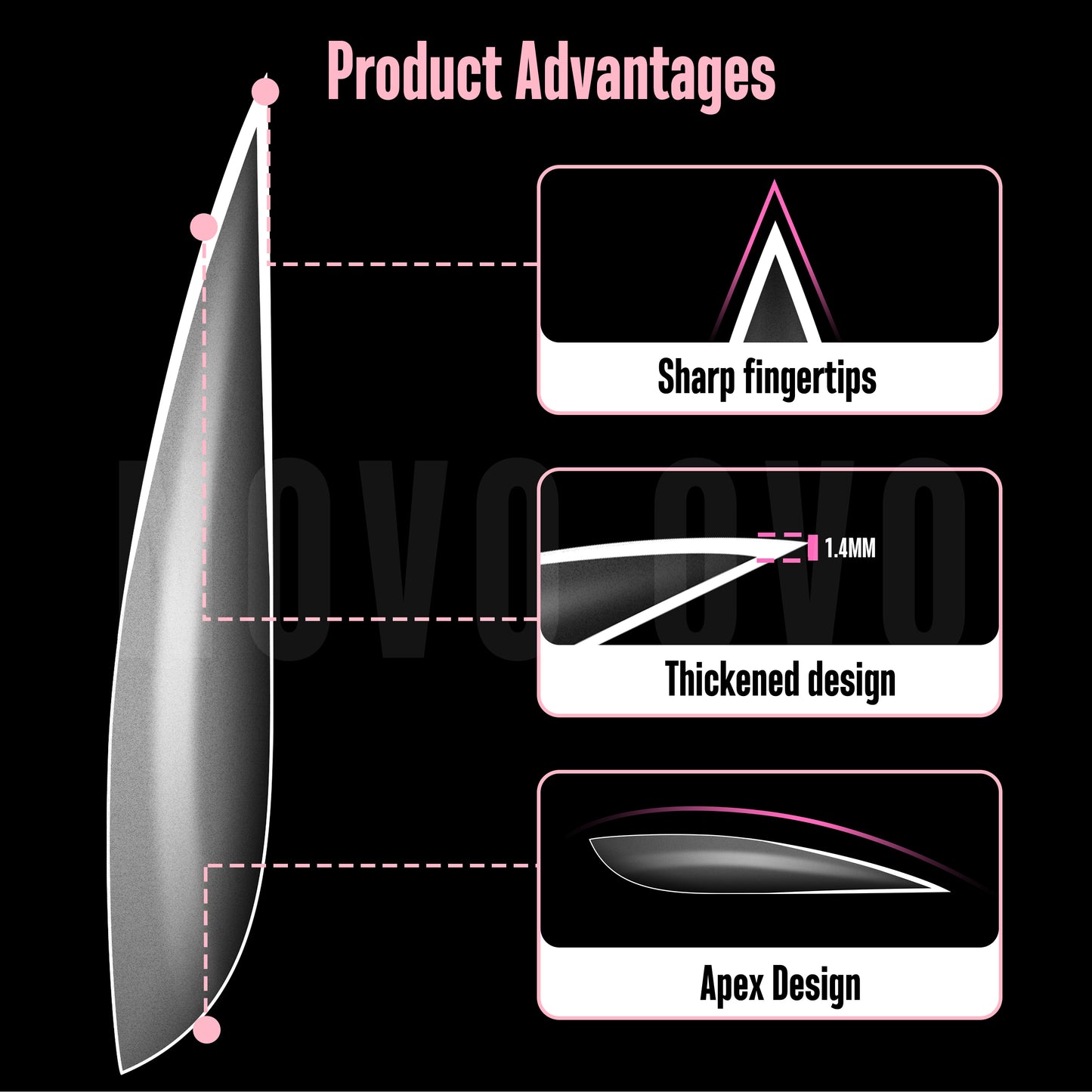 Long XL Clear Sharp Stiletto Nail Tips 224