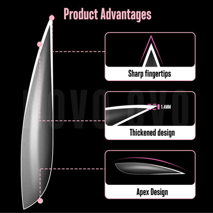 Long XL Clear Sharp Stiletto Nail Tips 224