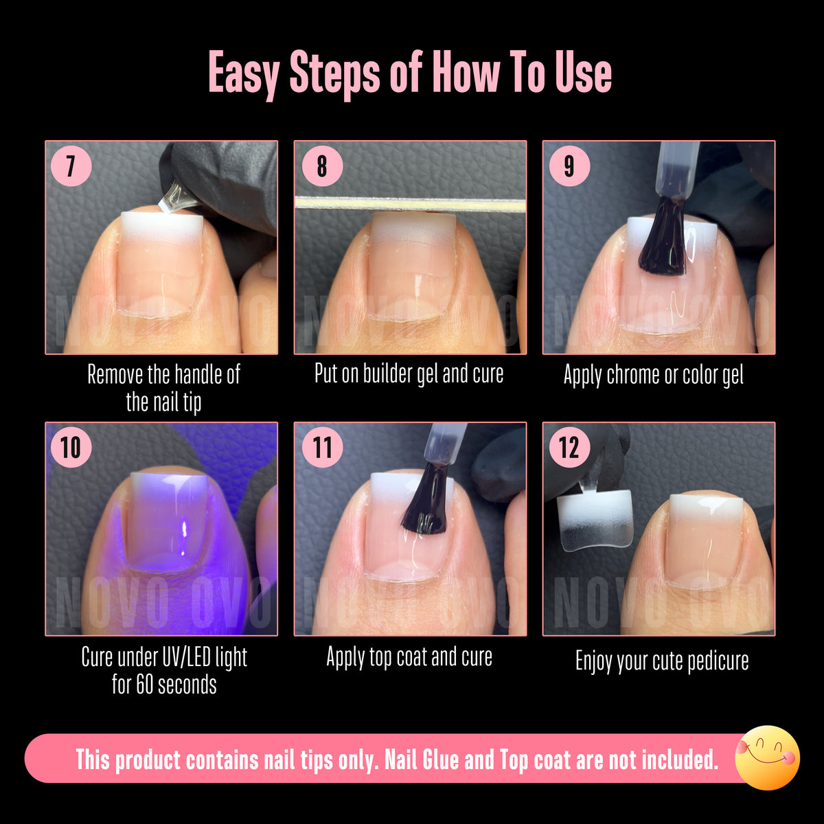 Half Cover Toe Nail Tips Ombre Soft White French Tip