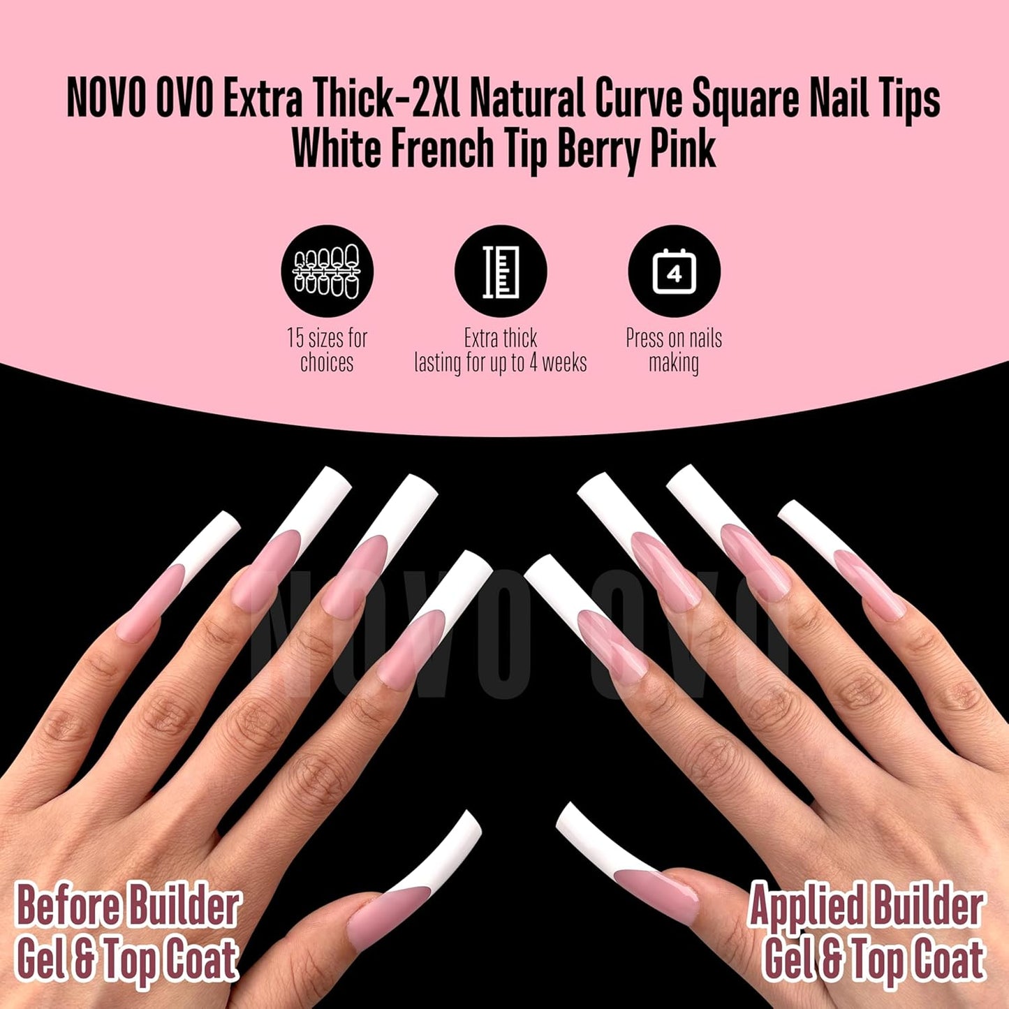 Halloween XXL Sharp Square Slight Curved Nail Tips French Tip