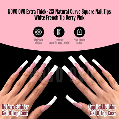 Halloween XXL Sharp Square Slight Curved Nail Tips French Tip