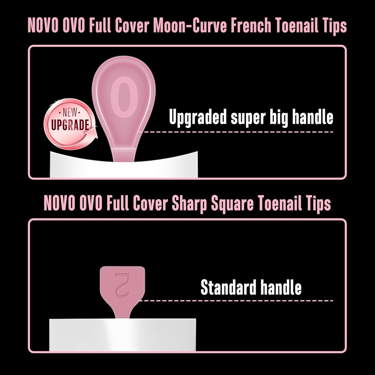 Halloween Short Sharp Square Toe Nail Tips with Moon Curve White French Tip Berry Pink