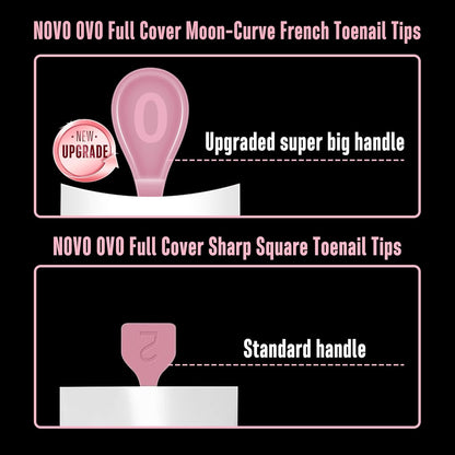 Halloween Short Sharp Square Toe Nail Tips with Moon Curve White French Tip Berry Pink