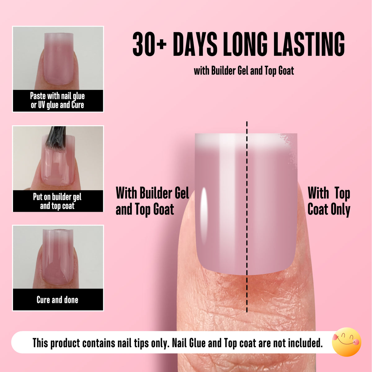 Short Sharp Square White Soft French Tip Ombre Nail Tips Berry Pink 240