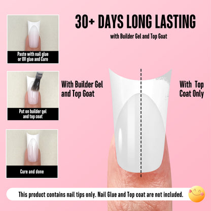Medium Duck Nails White French Tips Milk White