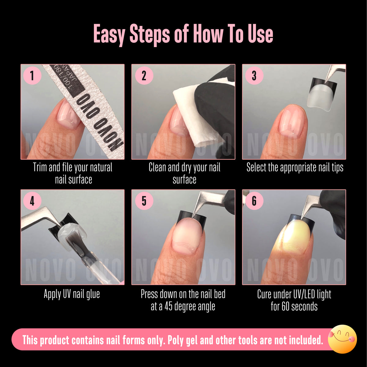 Half Cover Short Square Black French Tip Nail Tips 224