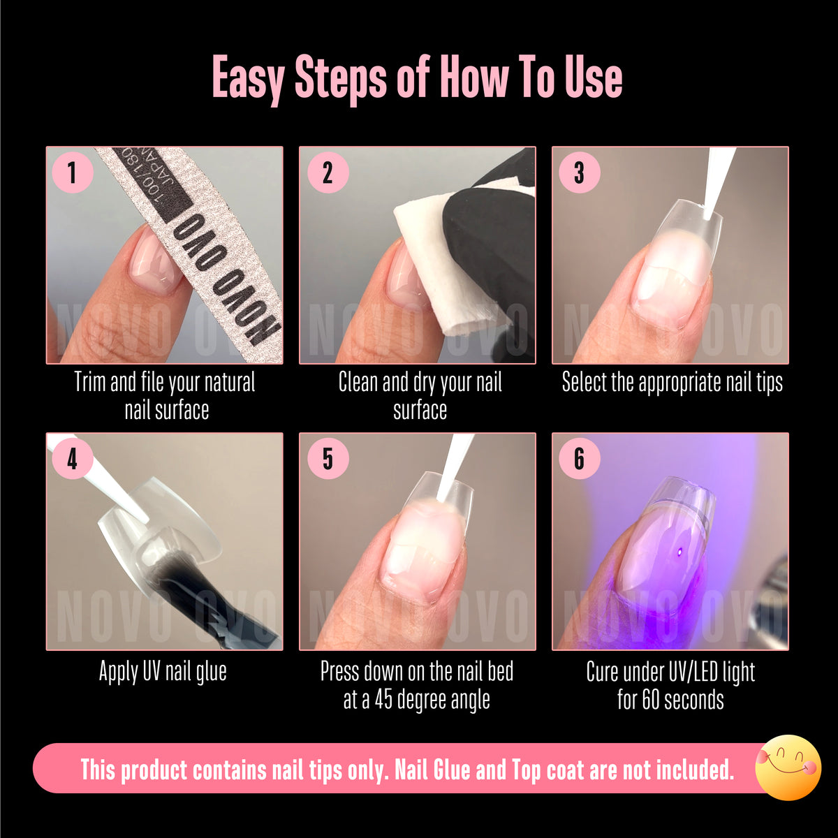 Half Cover Short Coffin Clear Nail Tips 224