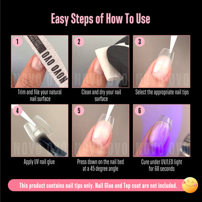 Half Cover Short Coffin Clear Nail Tips 224