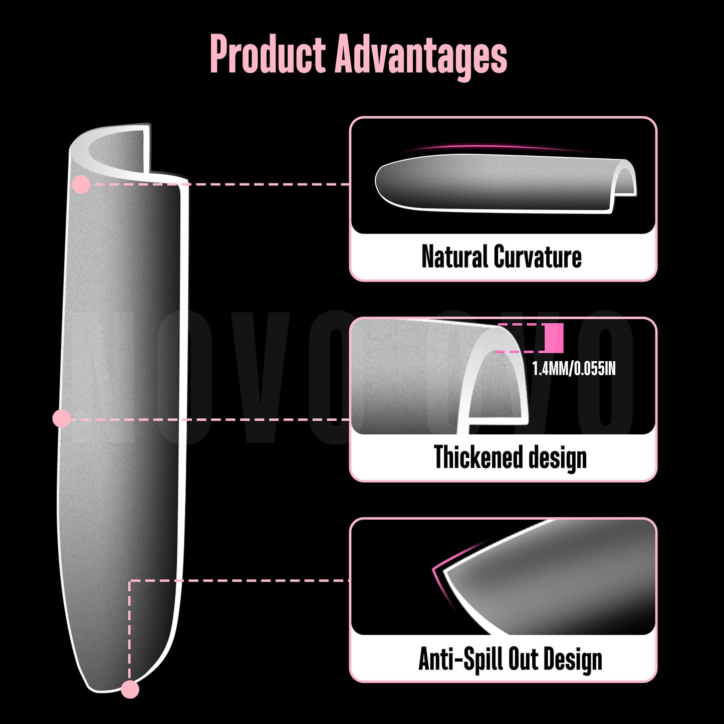 Medium Sharp Square Clear Nail Tips 450