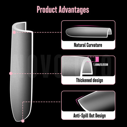 Medium Sharp Square Clear Nail Tips 450