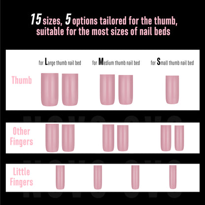 Meidum Sharp Square Pure Color Nail Tips Berry Pink 180