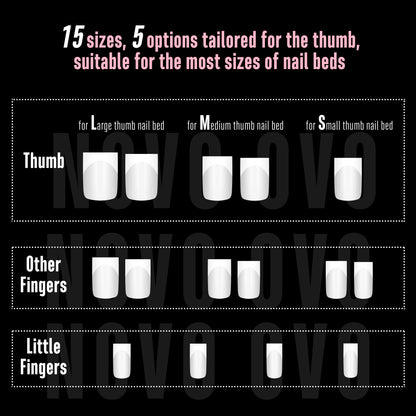 Short Sharp Square Nail Tips White French Tip Milky White