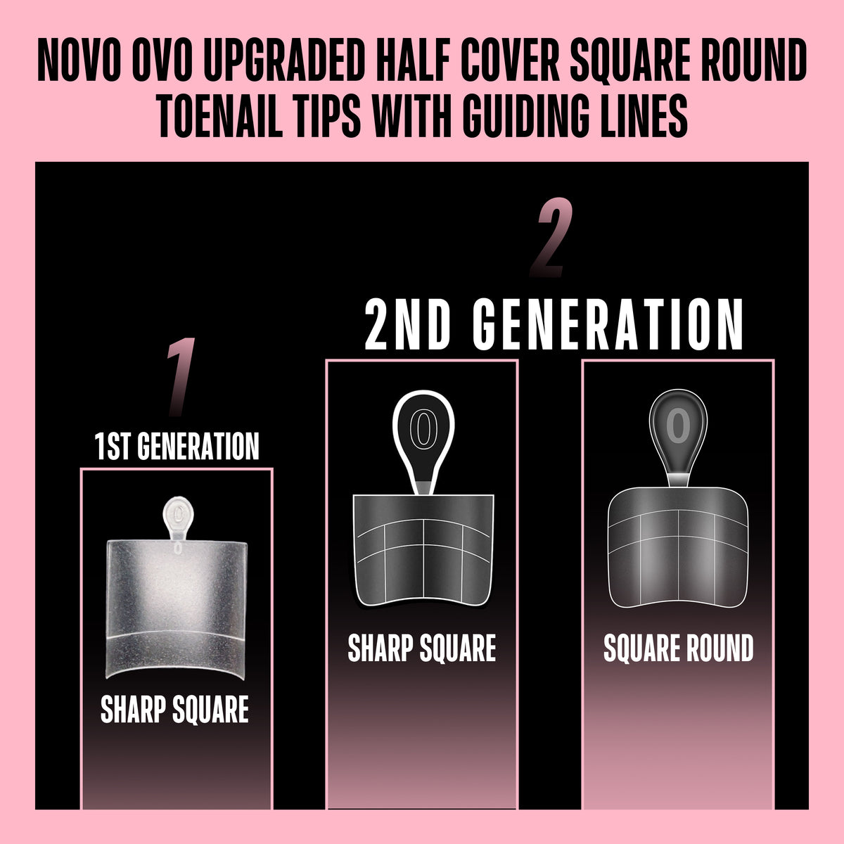 Square Round Toe Nail Tips Half Cover 300