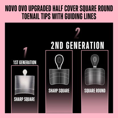 Square Round Toe Nail Tips Half Cover 300
