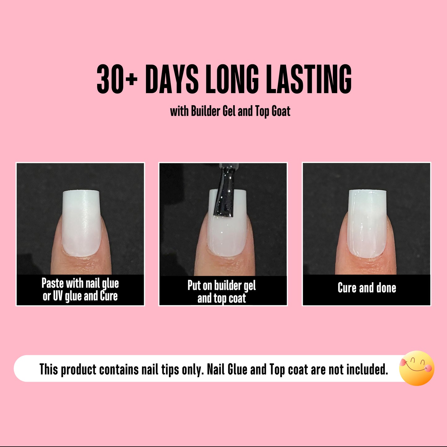 Short Sharp Square Nail Tips Pure Color Milky White