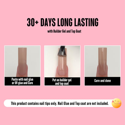 Long Sharp Square Pure Color Nail Tips Brown Pink 180