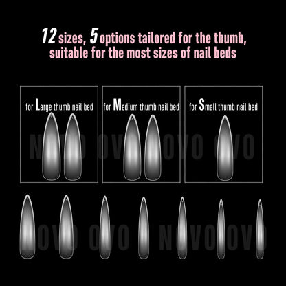 XXL Curved Stiletto Almond Nail Tips