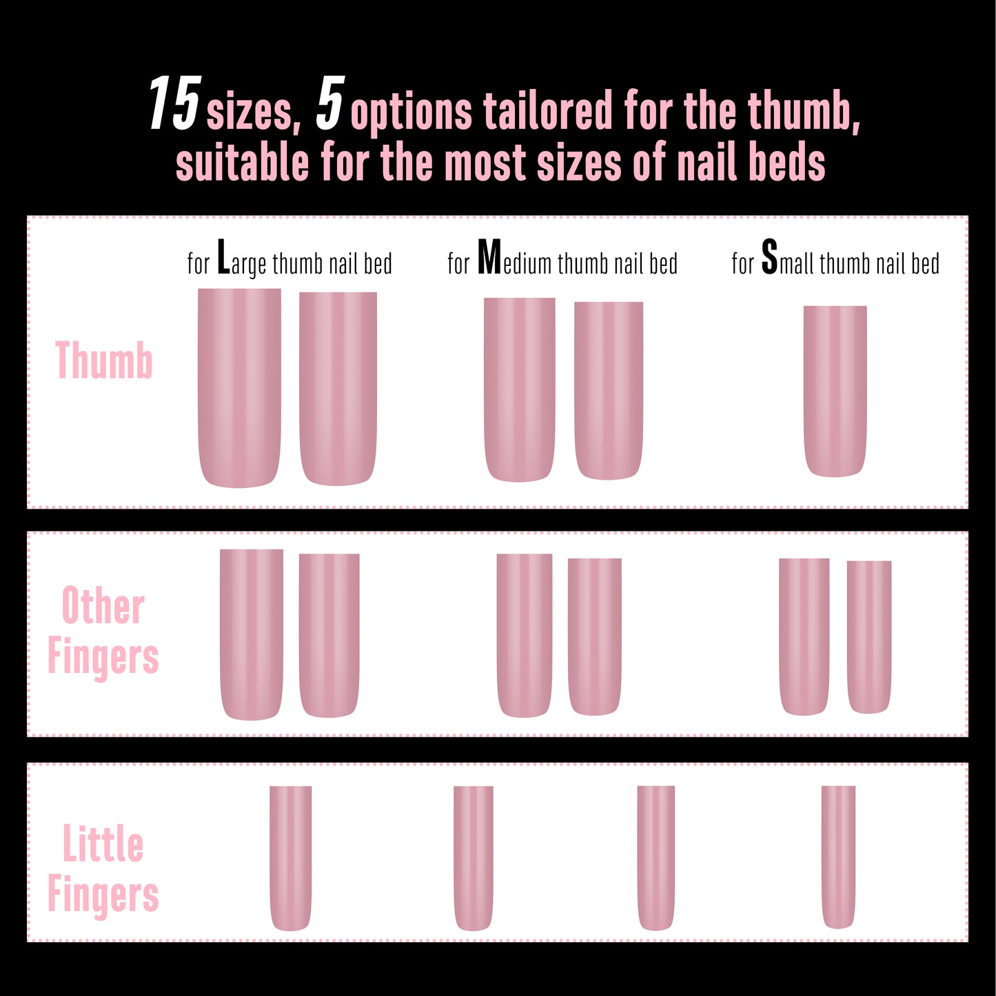 Long Sharp Square Pure Color Nail Tips Berry Pink 180