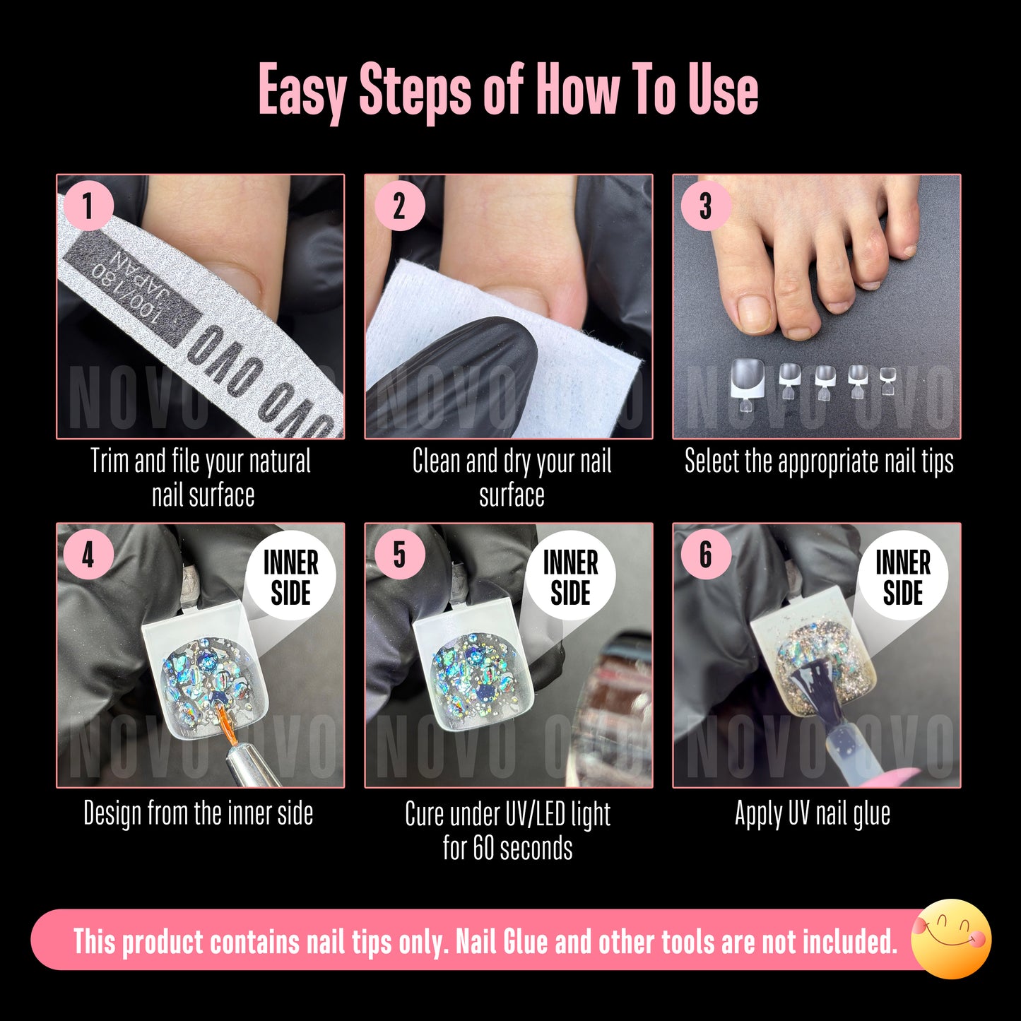 Sharp Square Toe Nails Clear with White French Tip Line