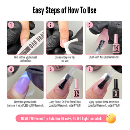 UV Nail Glue and Builder Gel 2 in 1, No Wipe Top Coat Kit, HEMA FREE