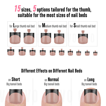 Sharp Square Toe Nail Tips Black French Tip Brown Pink