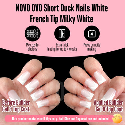 Short Duck Nails White French Tip Milky White 240