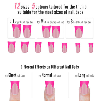 Short French Tip Duck Nail Tips Mix Color 12 Sizes 240 Pcs