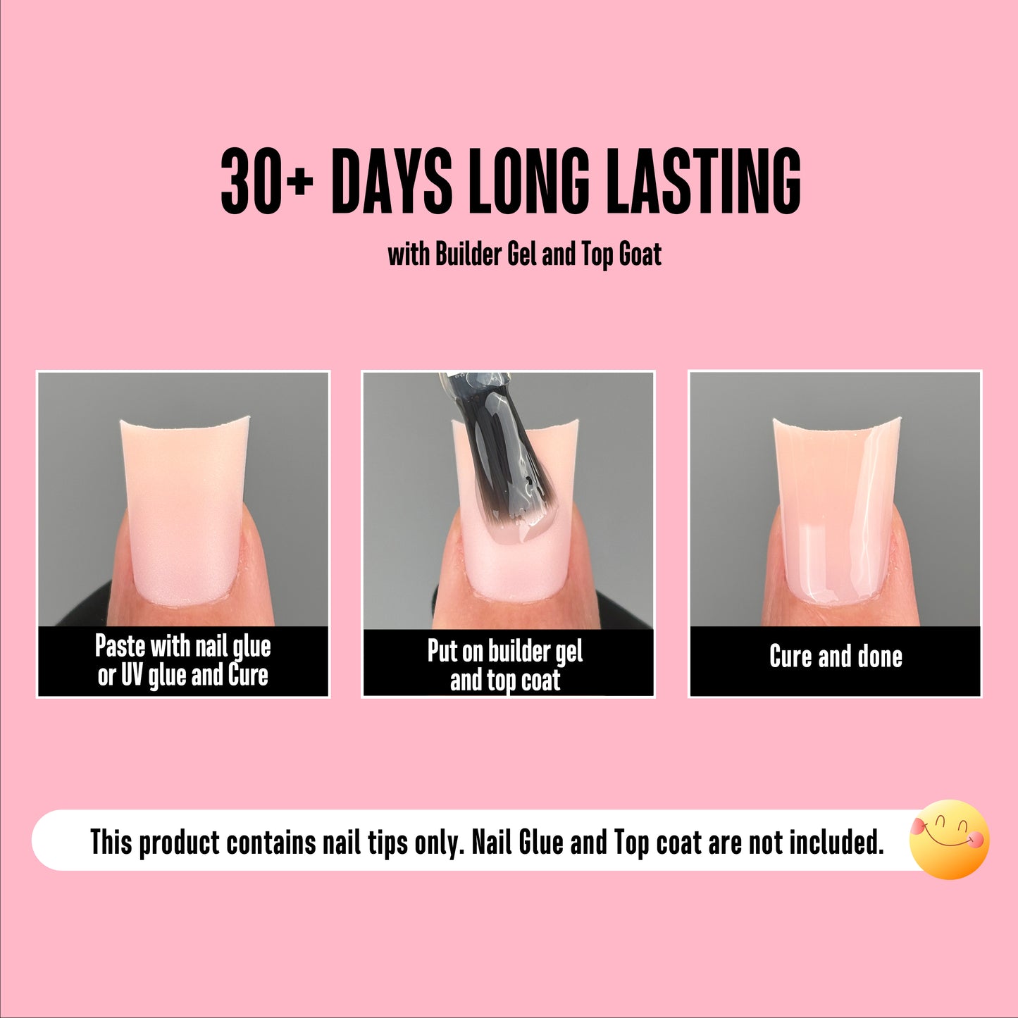 Duck Nails Short with Moon Curve Pure Color Baby Pink