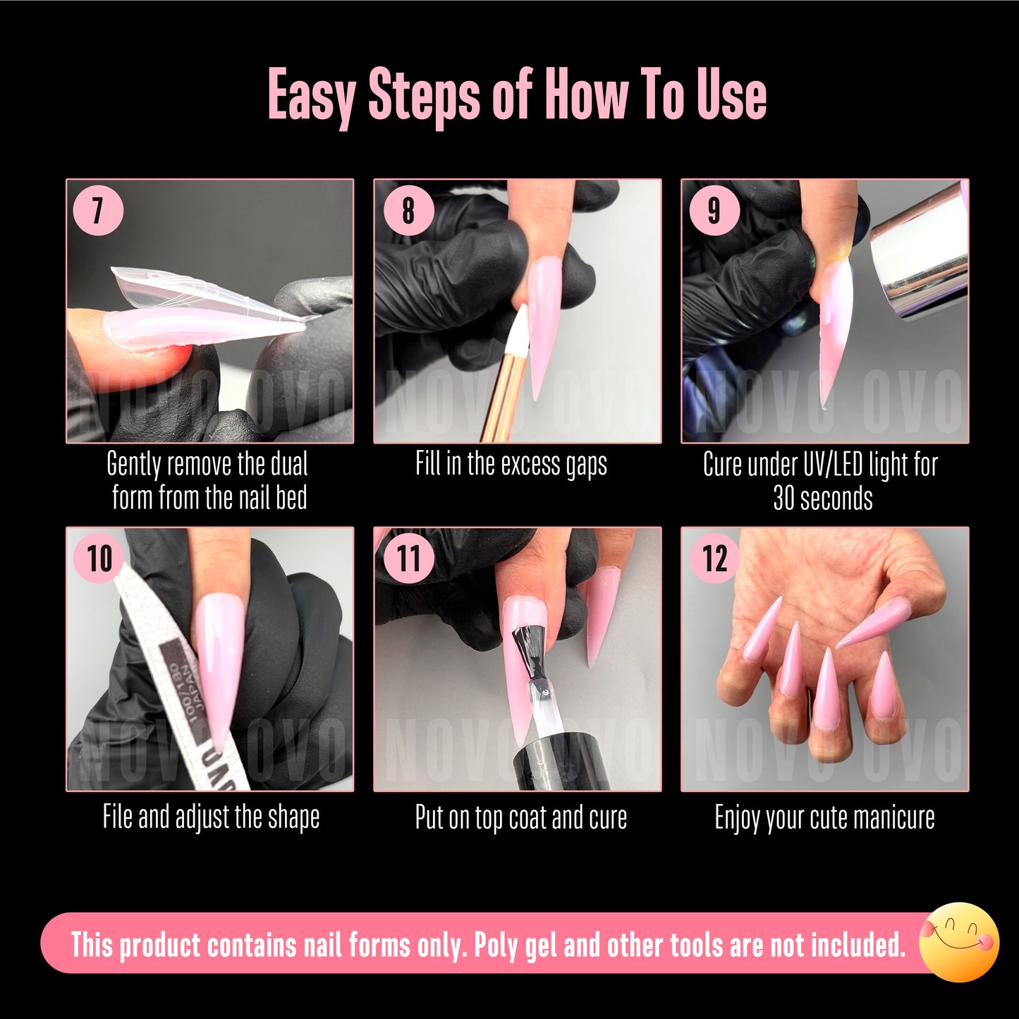 Stiletto Meidum Long Nail Dual Form for Polygel 280