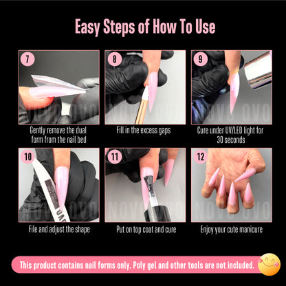 Stiletto Meidum Long Nail Dual Form for Polygel 280