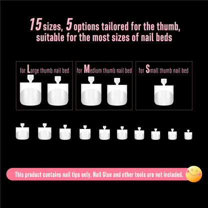 Sharp Square White French tip Gel x Toe Nail Tips Milk White