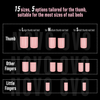Short Sharp Square Nail Tips Pure Color Baby Pink