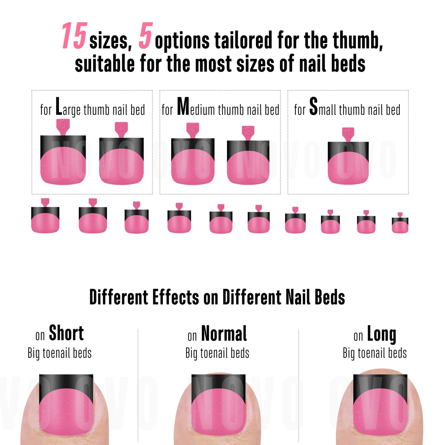 Sharp Square Toe Nail Tips Black French Tip Rose Pink