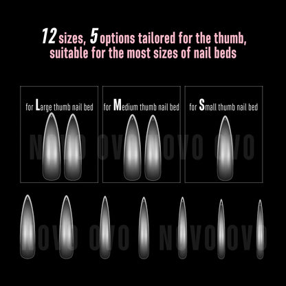 XXL Curved Stiletto Almond Nail Tips 300
